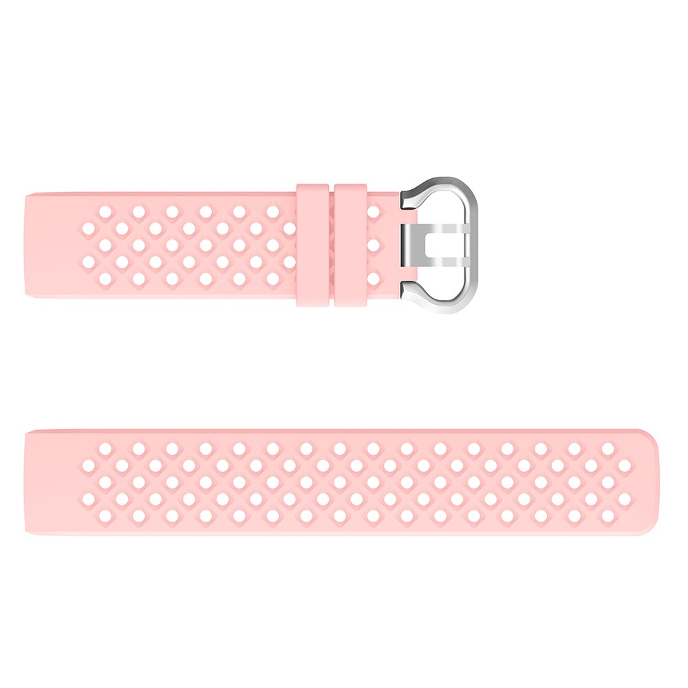  Silikon Armband Ihåligt Fitbit Charge 3 / 4 Ljus Rosa