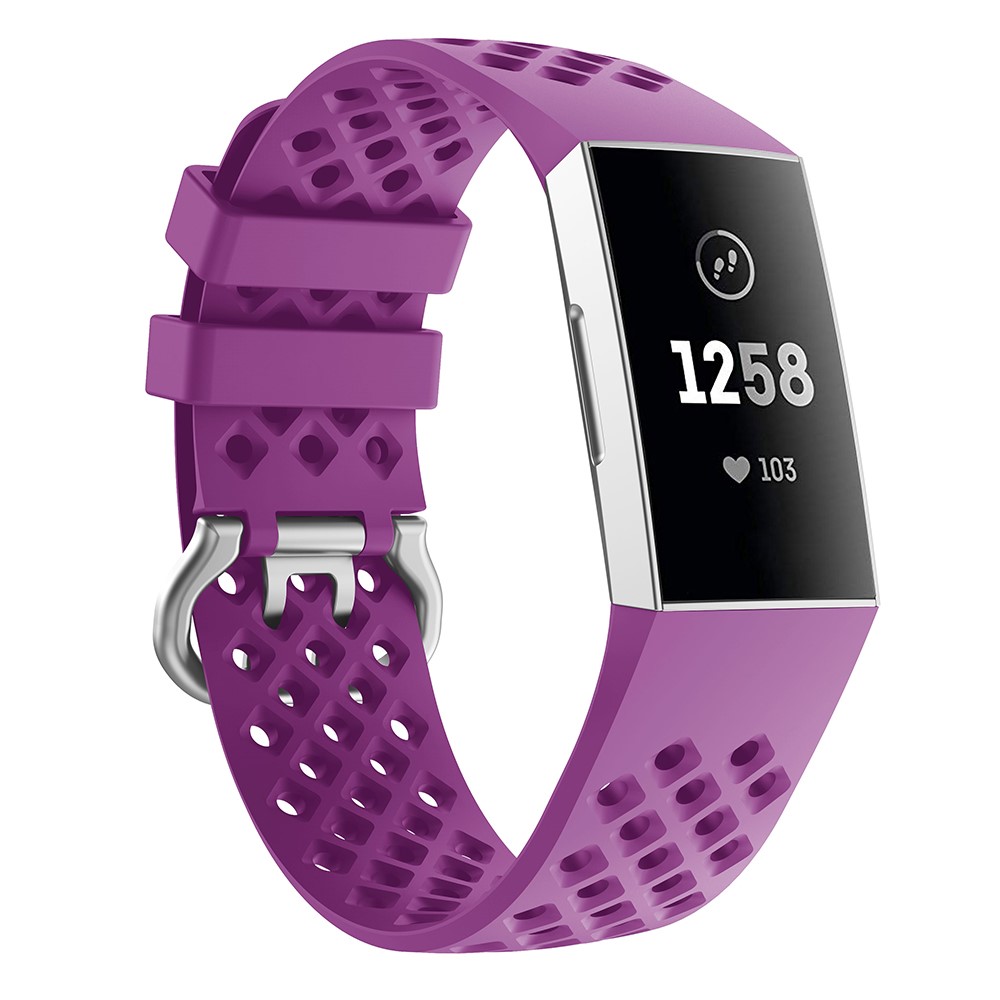  Silikon Armband Ihåligt Fitbit Charge 3 / 4 Lila
