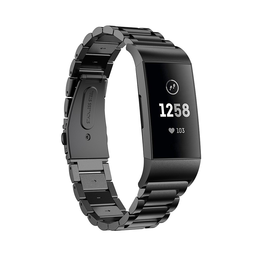  Lyxigt Metallarmband Fitbit Charge 3 / 4 Svart