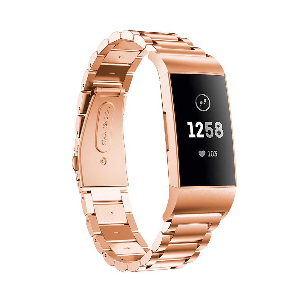  Lyxigt Metallarmband Fitbit Charge 3 / 4 Roséguld