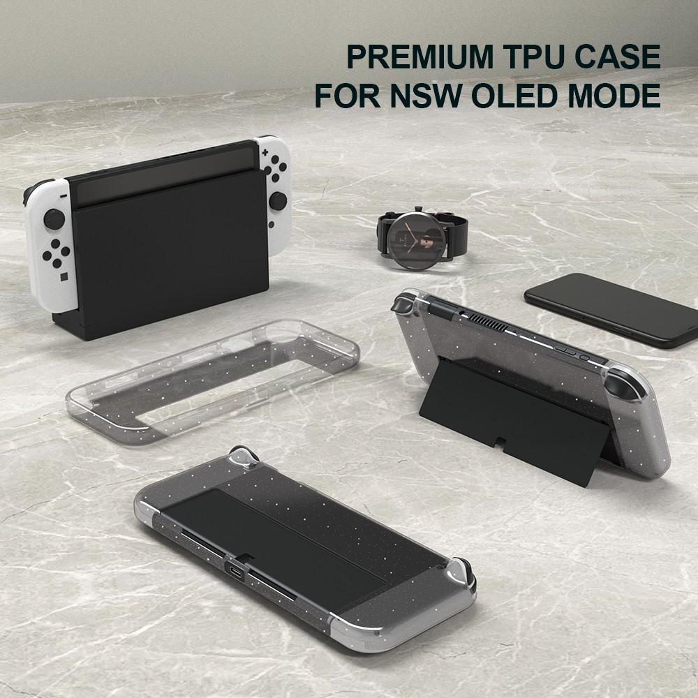  Nintendo Switch OLED Skal Glitter TPU Transparent