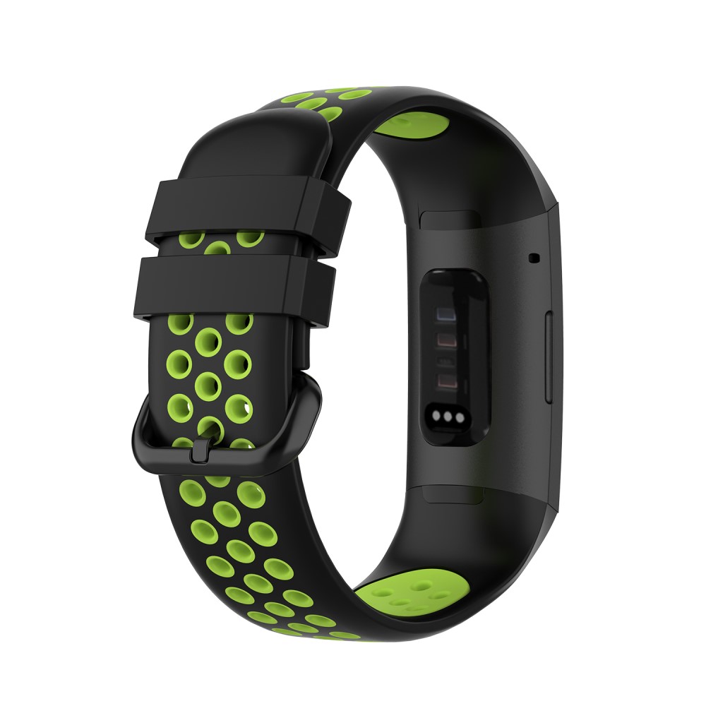  Fitbit Charge 4/3 Silikon Träningsarmband Svart/Fluorescent Grön