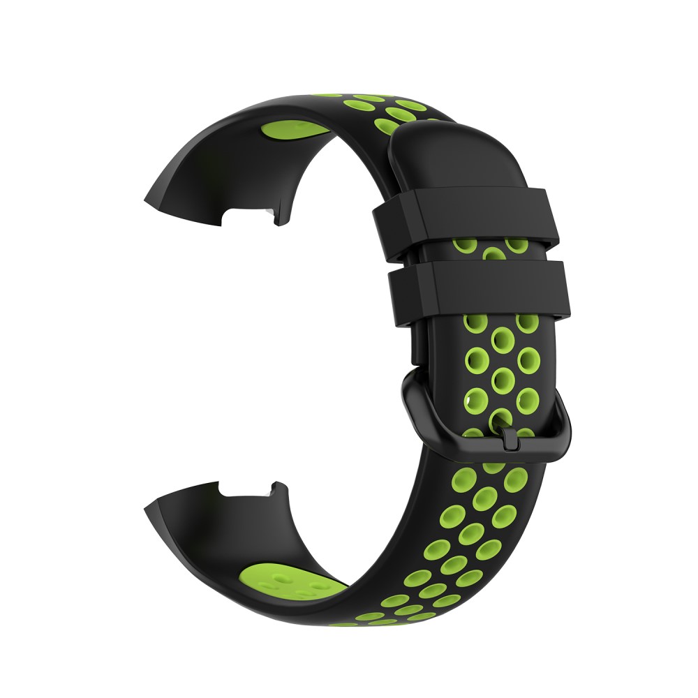  Fitbit Charge 4/3 Silikon Träningsarmband Svart/Fluorescent Grön