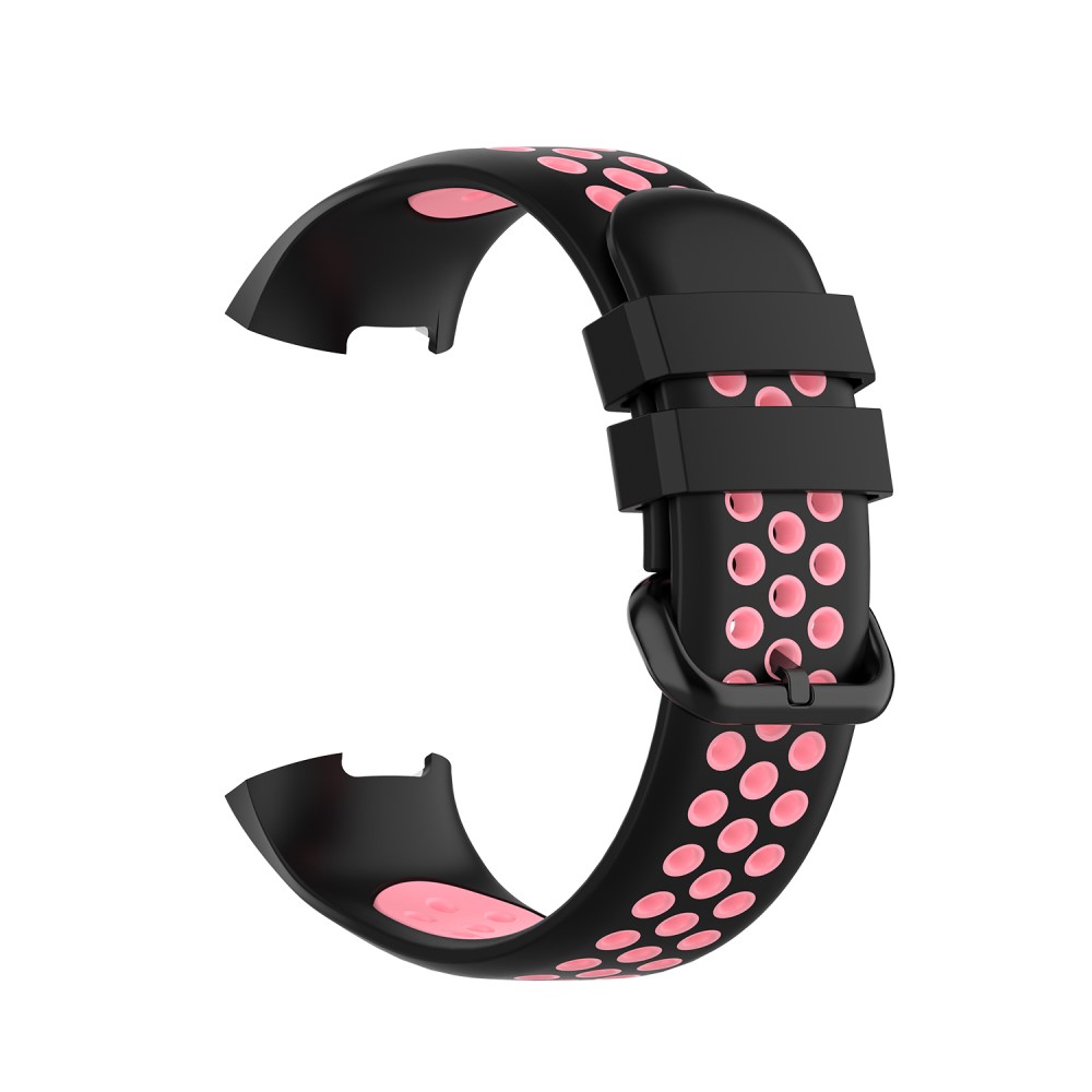  Fitbit Charge 4/3 Silikon Träningsarmband Svart/Ljus Rosa