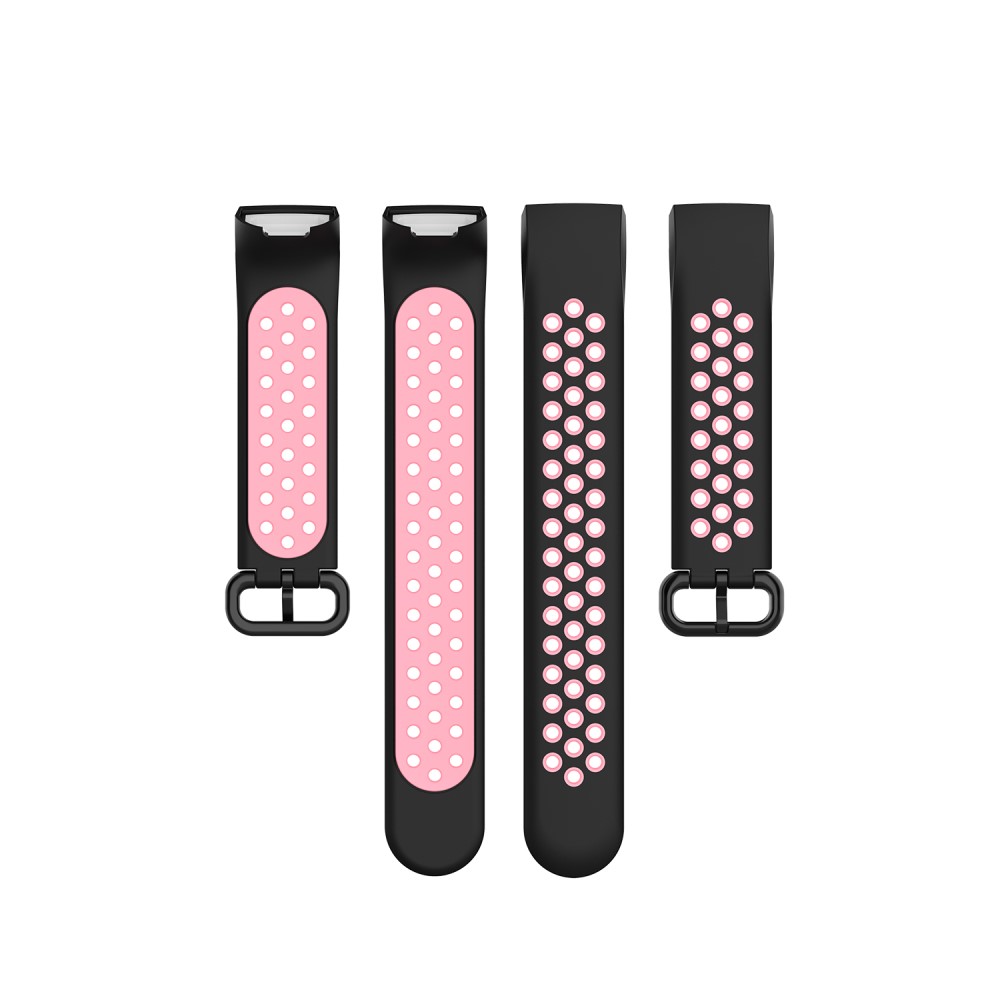  Fitbit Charge 4/3 Silikon Träningsarmband Svart/Ljus Rosa