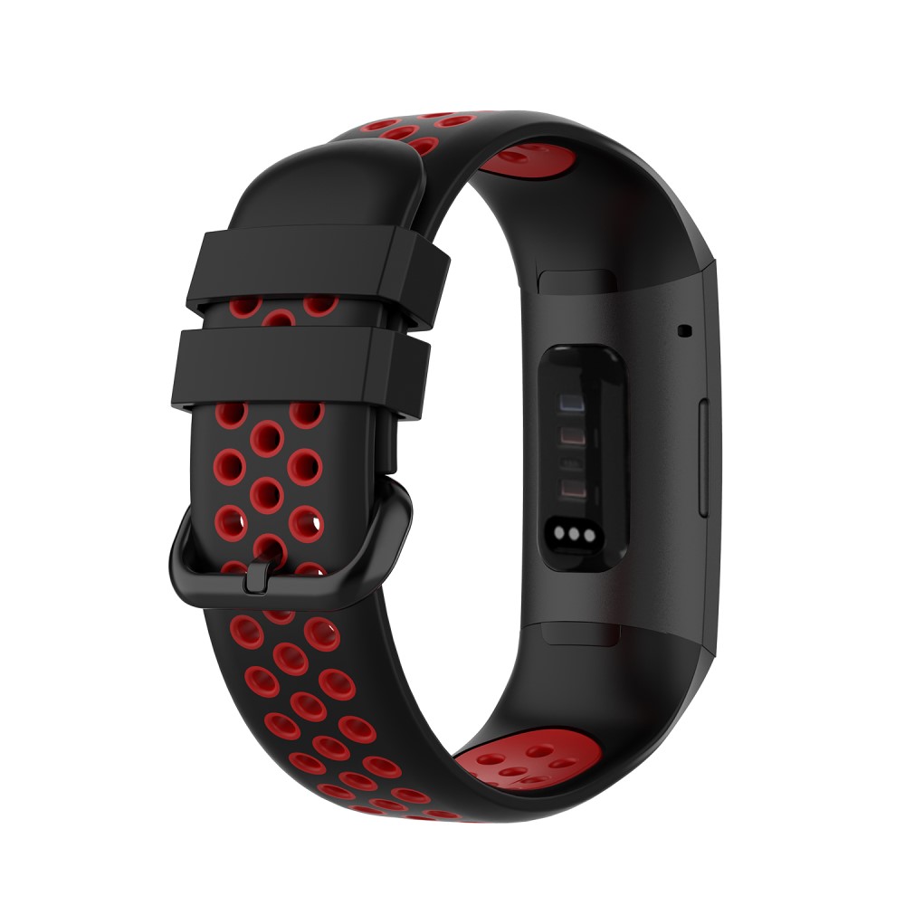  Fitbit Charge 4/3 Silikon Träningsarmband Svart/Röd
