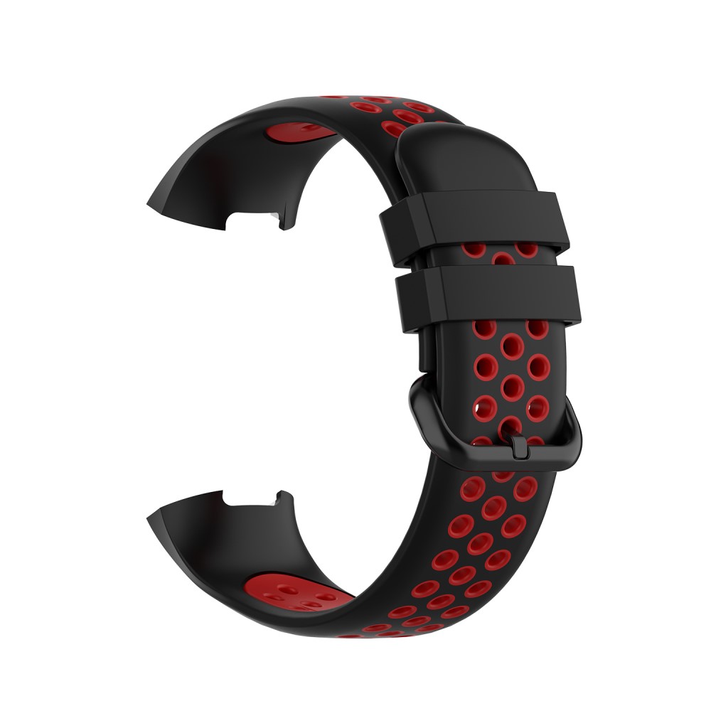  Fitbit Charge 4/3 Silikon Träningsarmband Svart/Röd