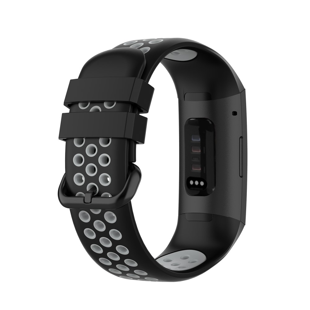  Fitbit Charge 4/3 Silikon Träningsarmband Svart/Grå