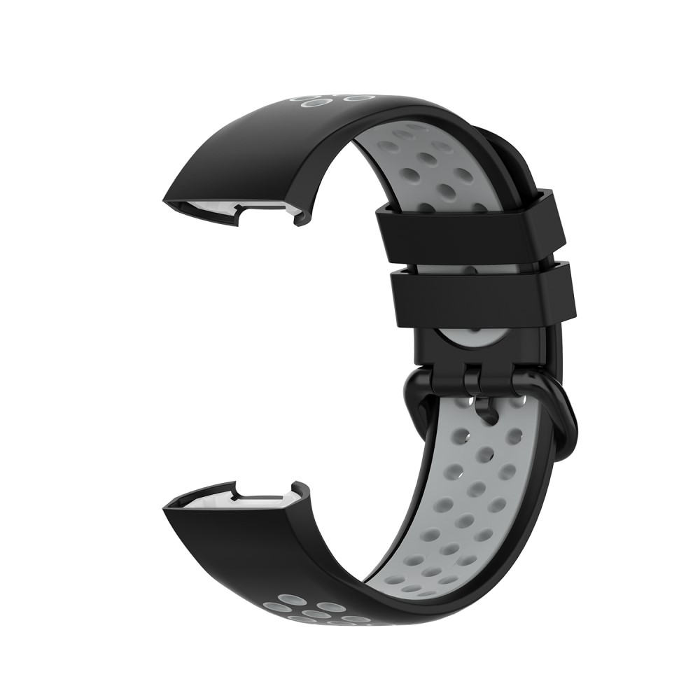  Fitbit Charge 4/3 Silikon Träningsarmband Svart/Grå