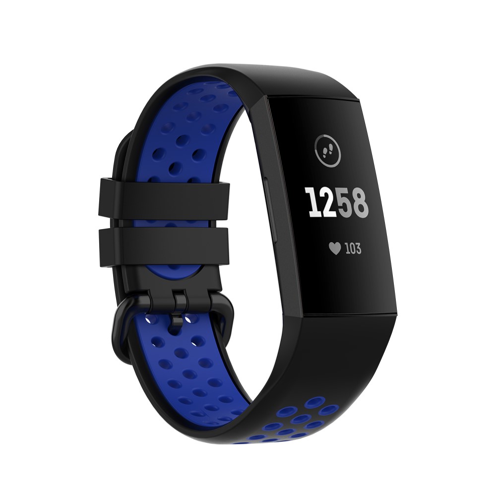  Fitbit Charge 4/3 Silikon Träningsarmband Svart/Blå