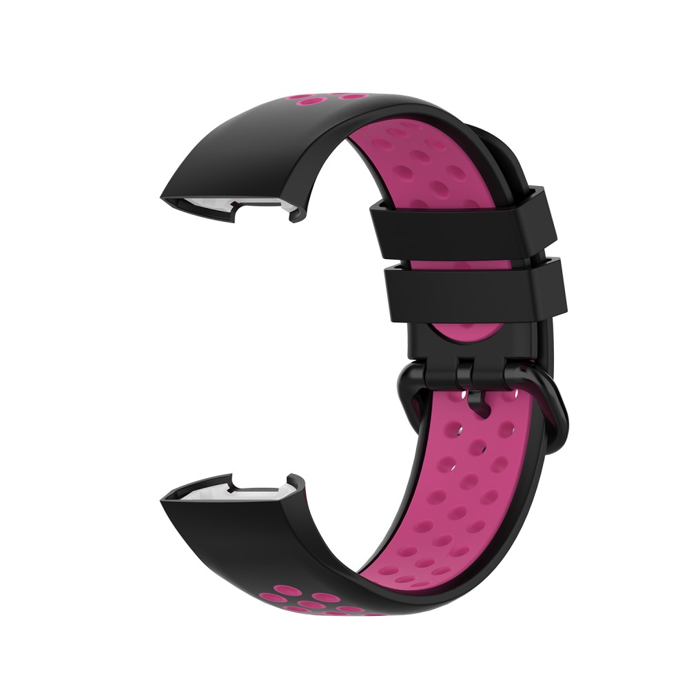  Fitbit Charge 4/3 Silikon Träningsarmband Svart/Rosa