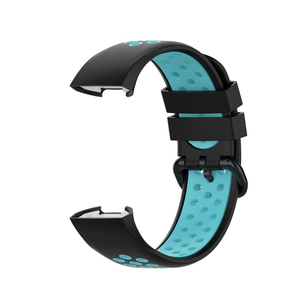  Fitbit Charge 4/3 Silikon Träningsarmband Svart/Cyan
