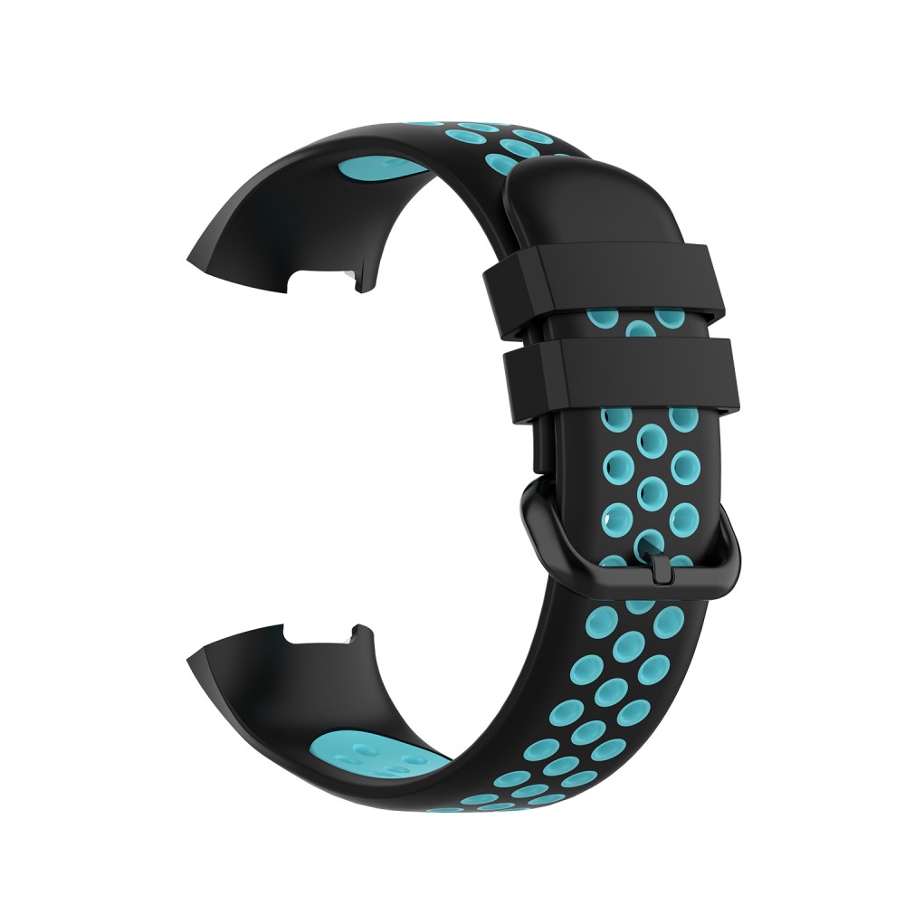  Fitbit Charge 4/3 Silikon Träningsarmband Svart/Cyan