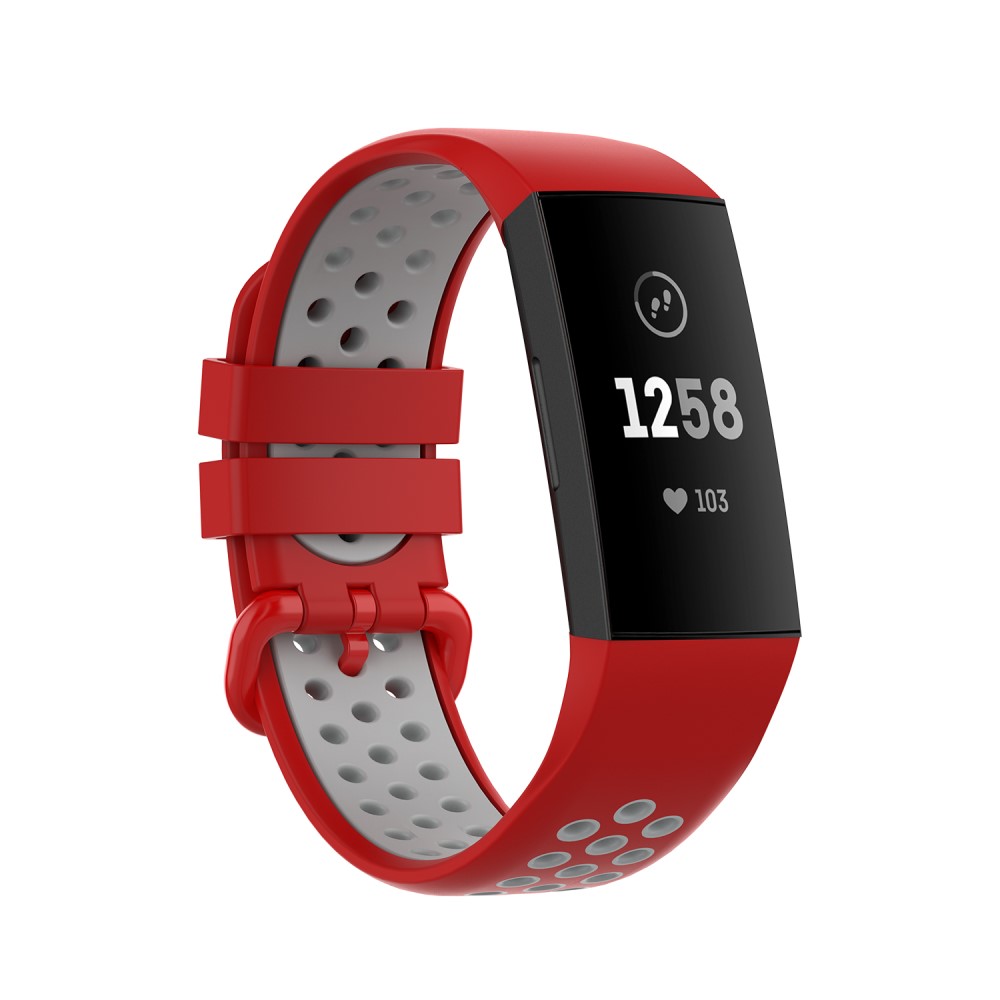  Fitbit Charge 4/3 Silikon Träningsarmband Röd/Grå