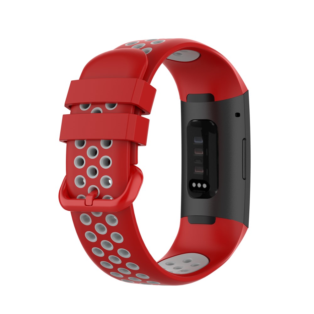  Fitbit Charge 4/3 Silikon Träningsarmband Röd/Grå