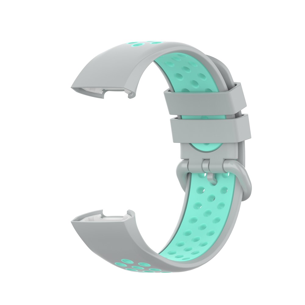  Fitbit Charge 4/3 Silikon Träningsarmband Grå/Cyan