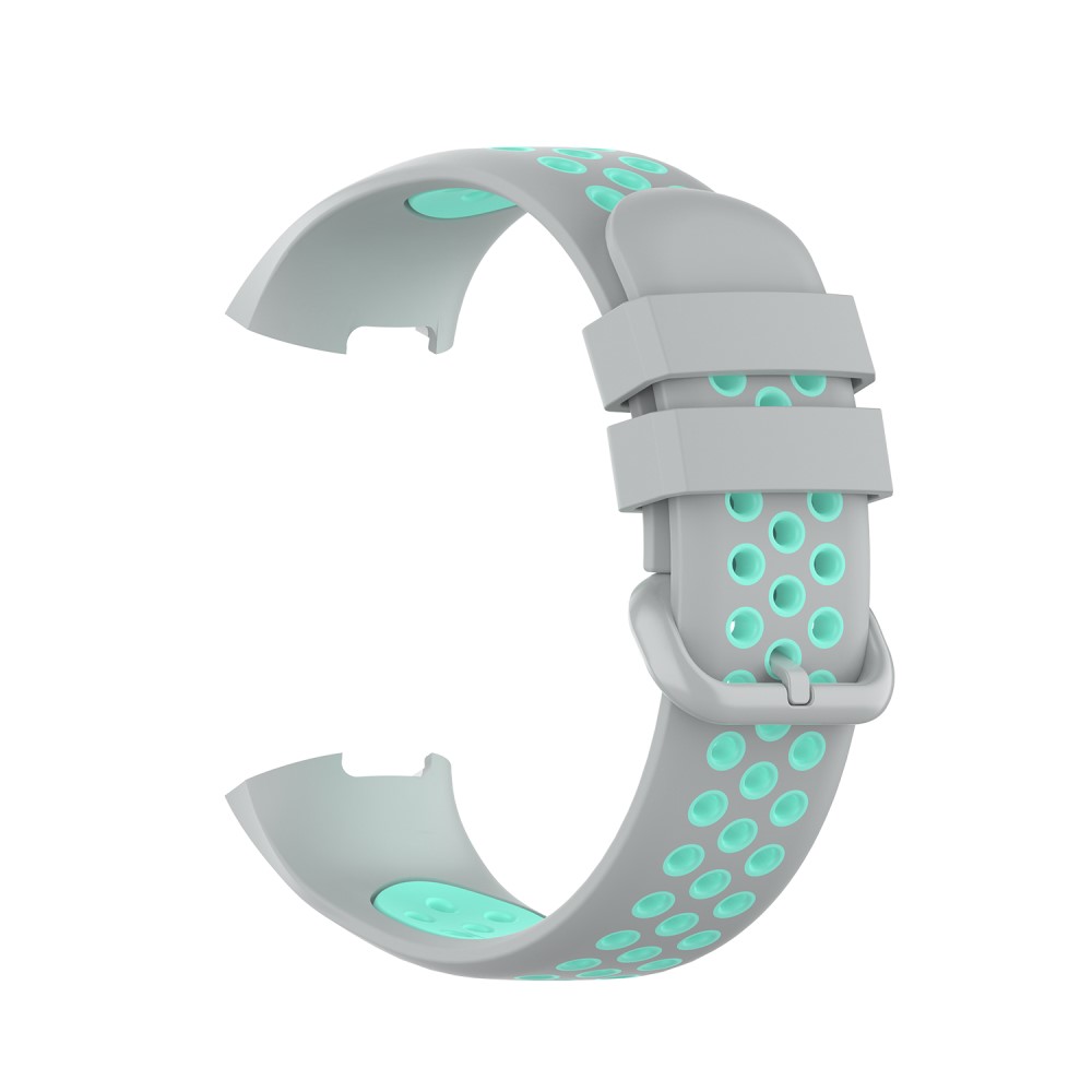  Fitbit Charge 4/3 Silikon Träningsarmband Grå/Cyan