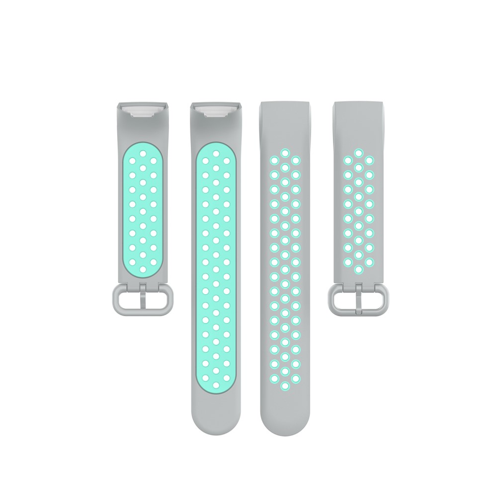  Fitbit Charge 4/3 Silikon Träningsarmband Grå/Cyan