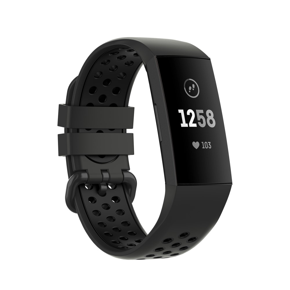 Fitbit Charge 4/3 Silikon Träningsarmband Svart