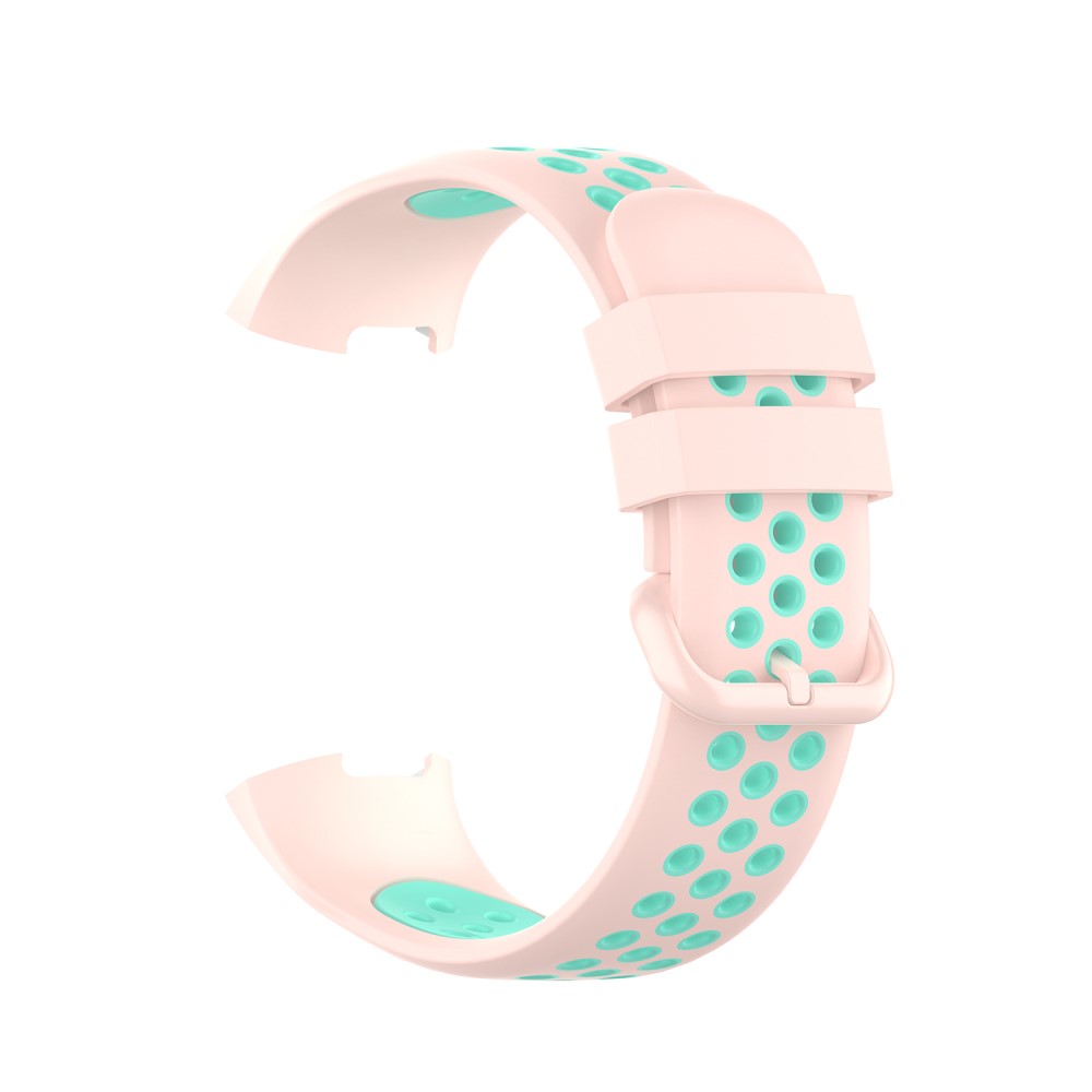  Fitbit Charge 4/3 Silikon Träningsarmband Ljus Rosa/Grön