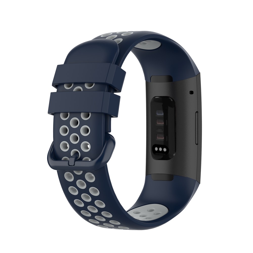  Fitbit Charge 4/3 Silikon Träningsarmband Mörk Blå/Grå