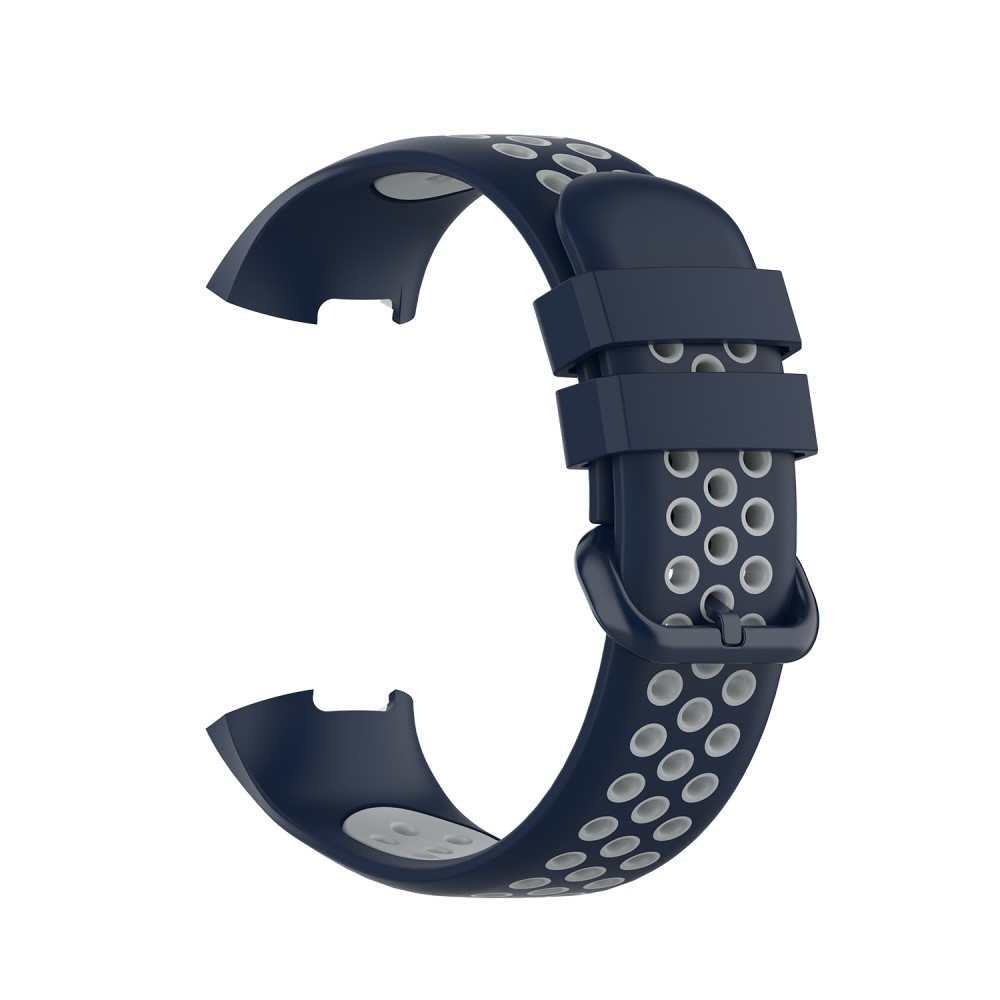  Fitbit Charge 4/3 Silikon Träningsarmband Mörk Blå/Grå