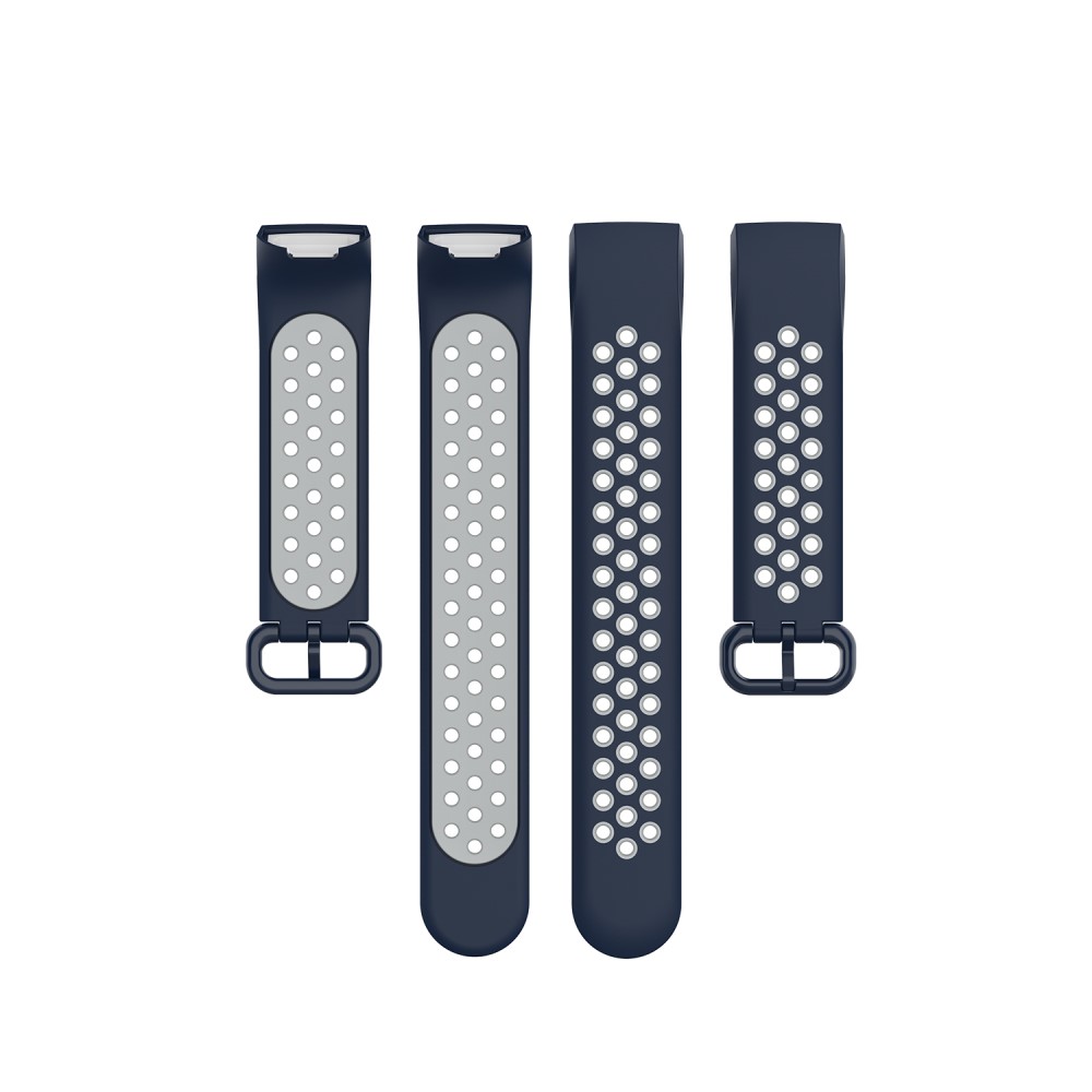  Fitbit Charge 4/3 Silikon Träningsarmband Mörk Blå/Grå