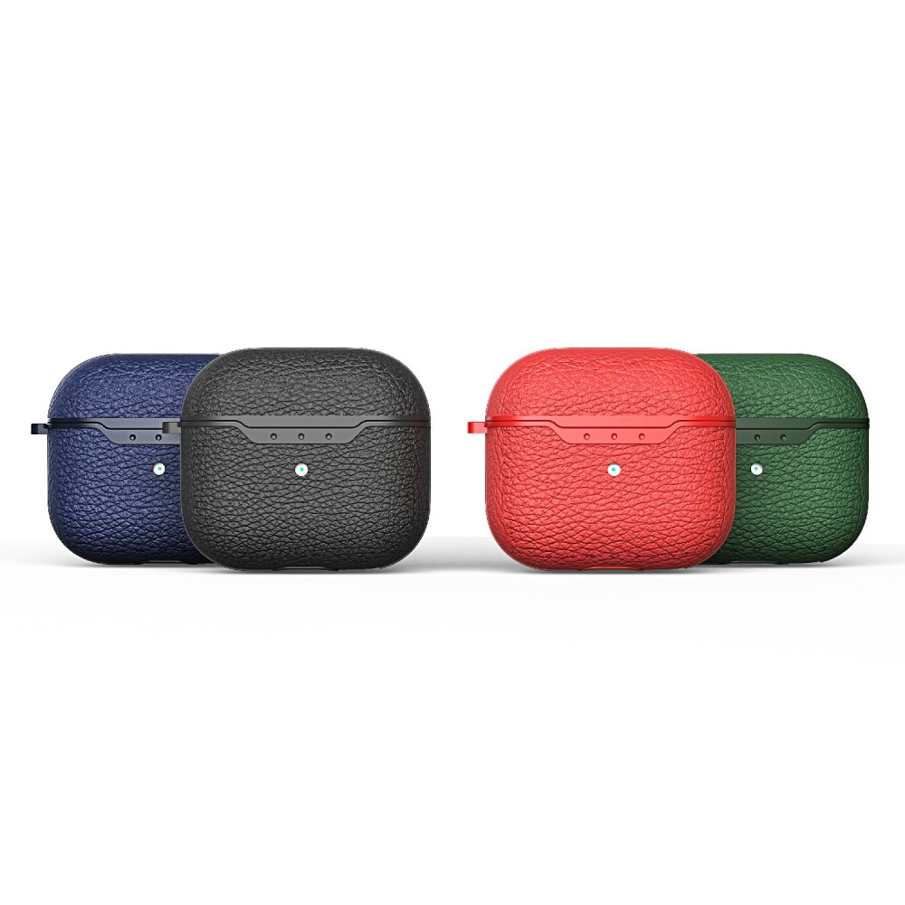  AirPods 3 Skal TPU Litchi Textur Karbinhake Röd