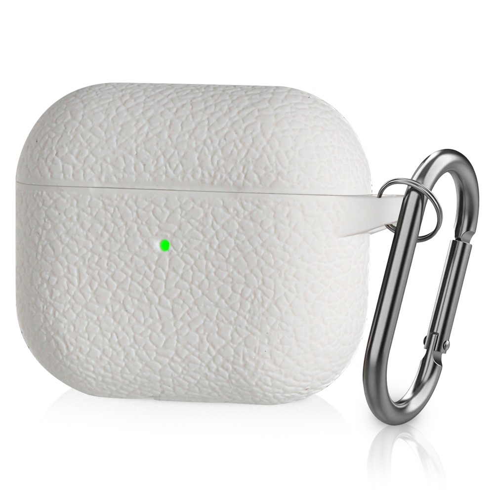  AirPods 3 Skal Silikon Litchi Textur Karbinhake Vit