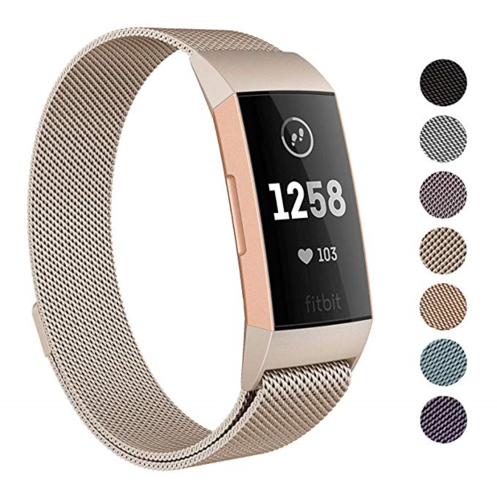  Milanese Loop Metall Armband Fitbit Charge 4/3 Champagne Guld