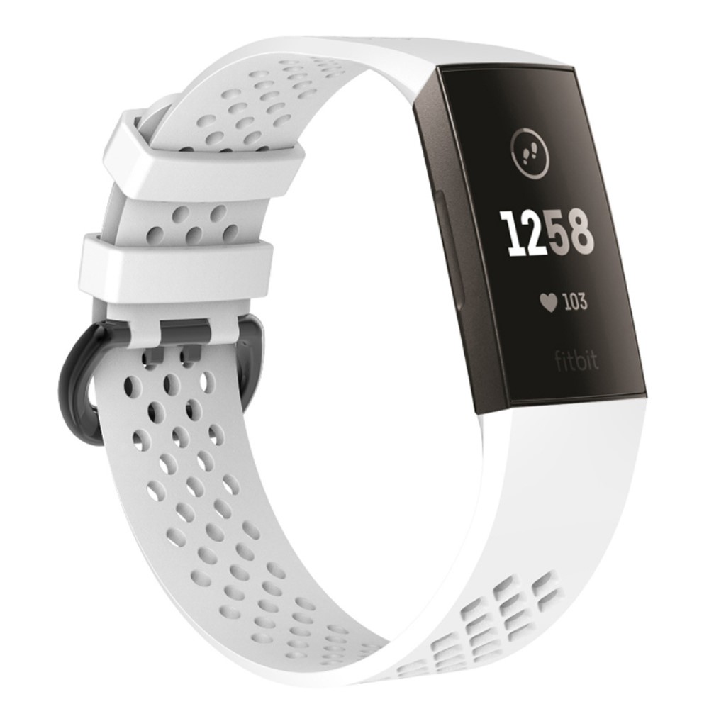  Ihåligt Silikon Armband Fitbit Charge 4/3 (L) Vit