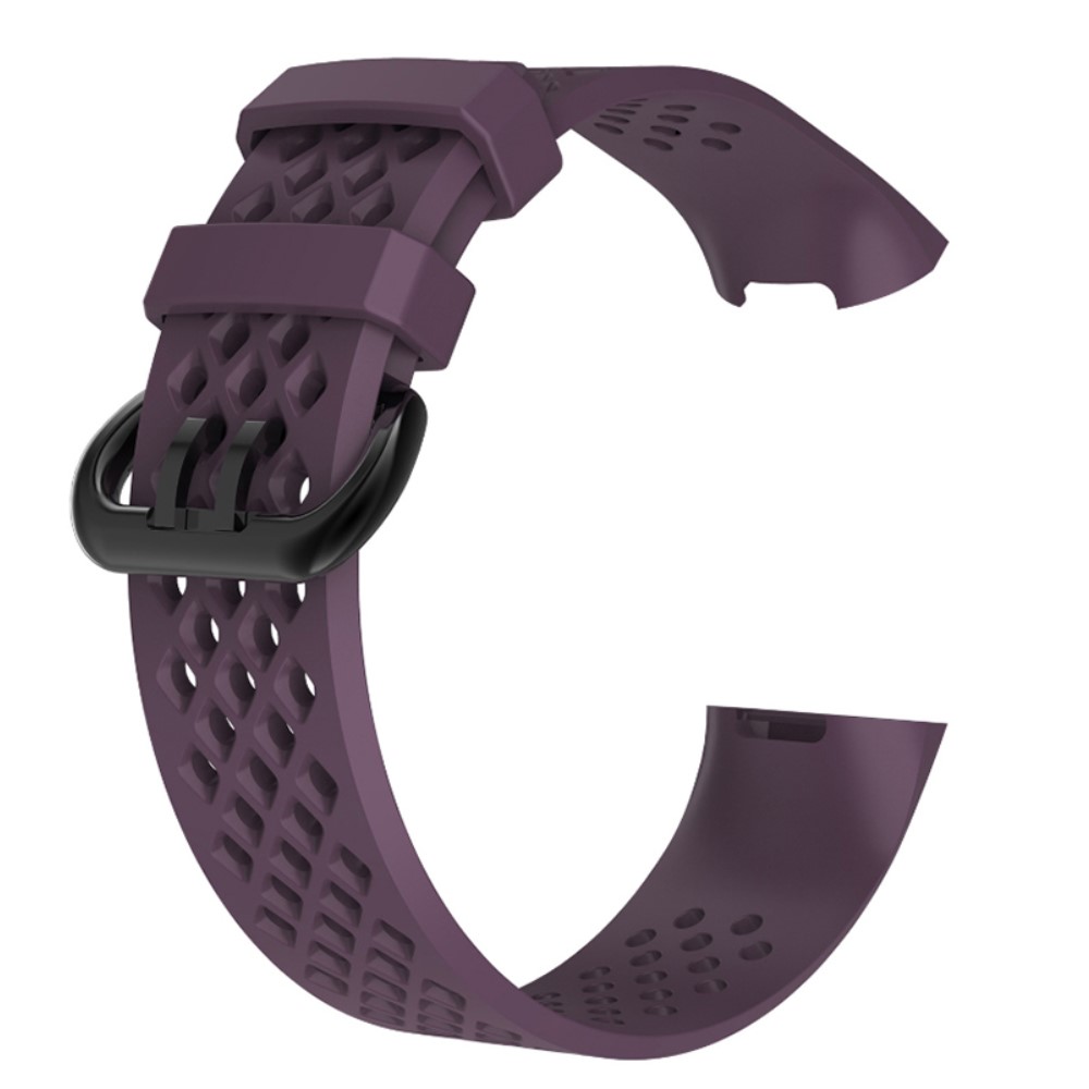  Ihåligt Silikon Armband Fitbit Charge 4/3 (L) Lila