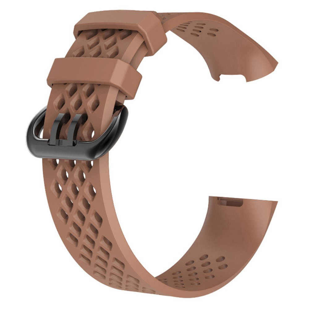  Ihåligt Silikon Armband Fitbit Charge 4/3 (L) Brun