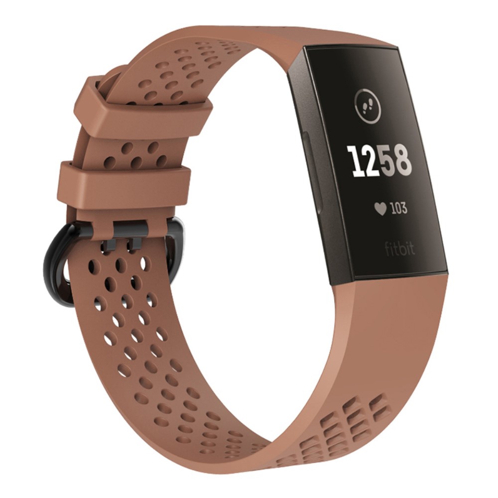  Ihåligt Silikon Armband Fitbit Charge 4/3 (L) Brun