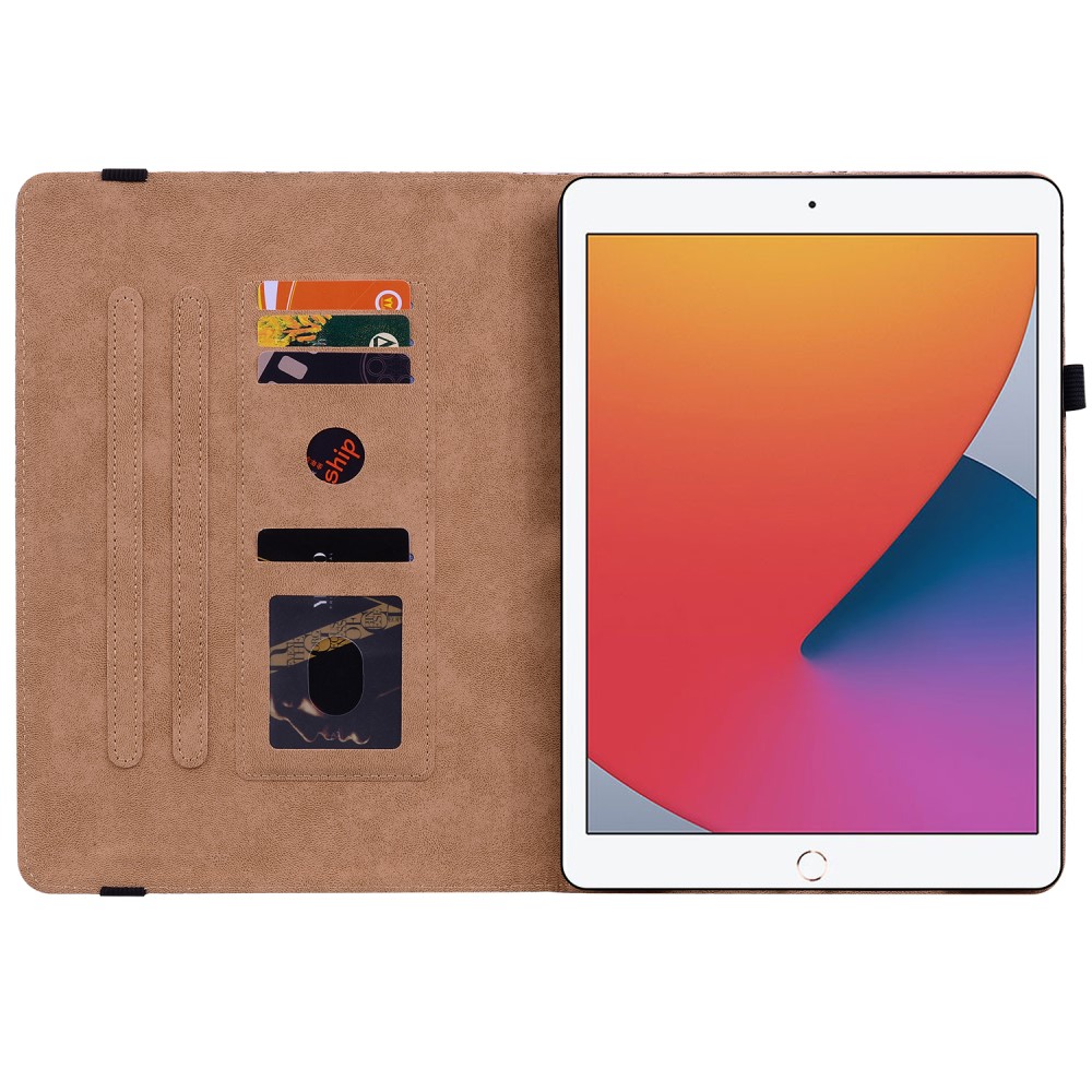  iPad 10.2 2019/2020/2021 Fodral Vävd Textur Brun