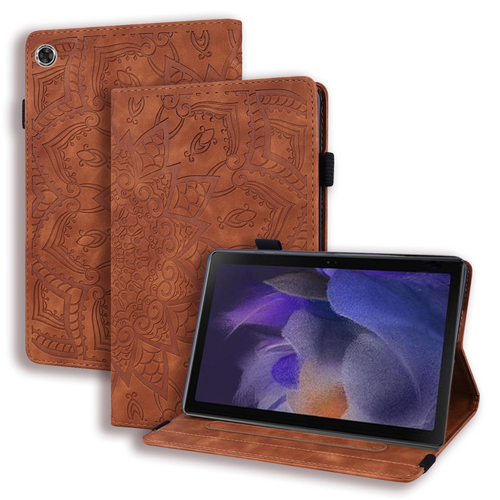 Samsung Galaxy Tab A8 10.5 (2021) Fodral Tryckt Flower Brun