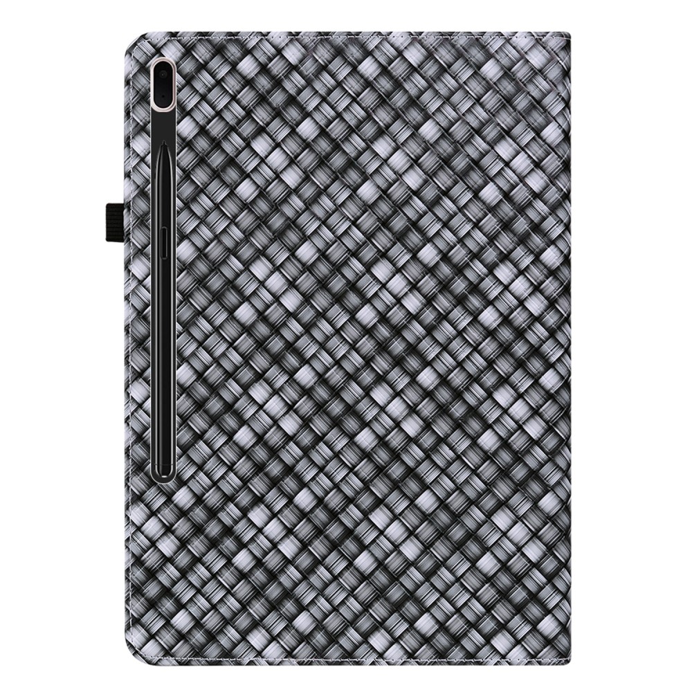  Samsung Galaxy Tab S7 Plus / Tab S8 Plus Fodral Vävd Textur Svart