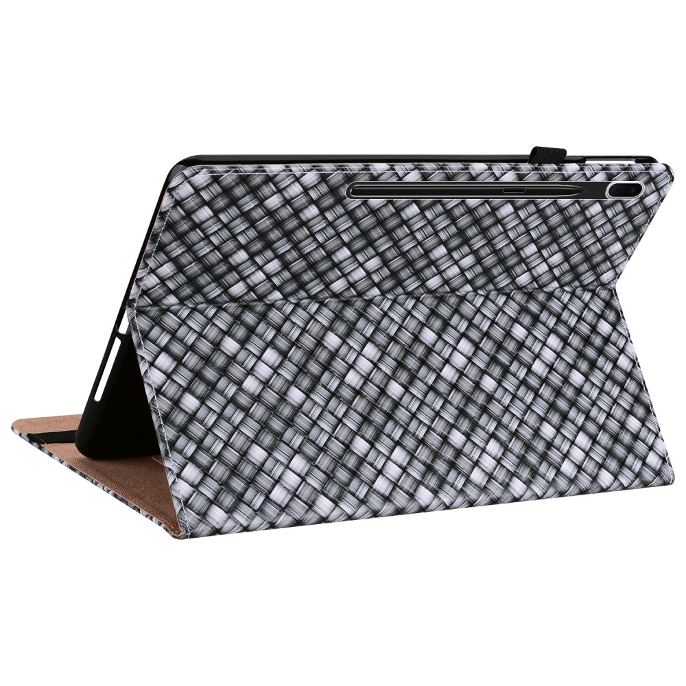  Samsung Galaxy Tab S7 Plus / Tab S8 Plus Fodral Vävd Textur Svart