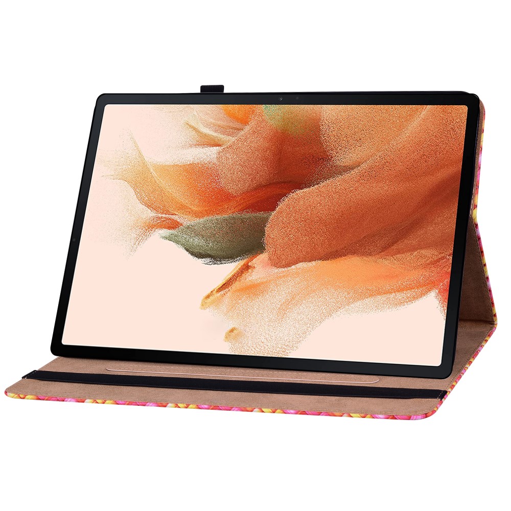  Samsung Galaxy Tab S7 Plus / Tab S8 Plus Fodral Vävd Textur Rosa/Gul
