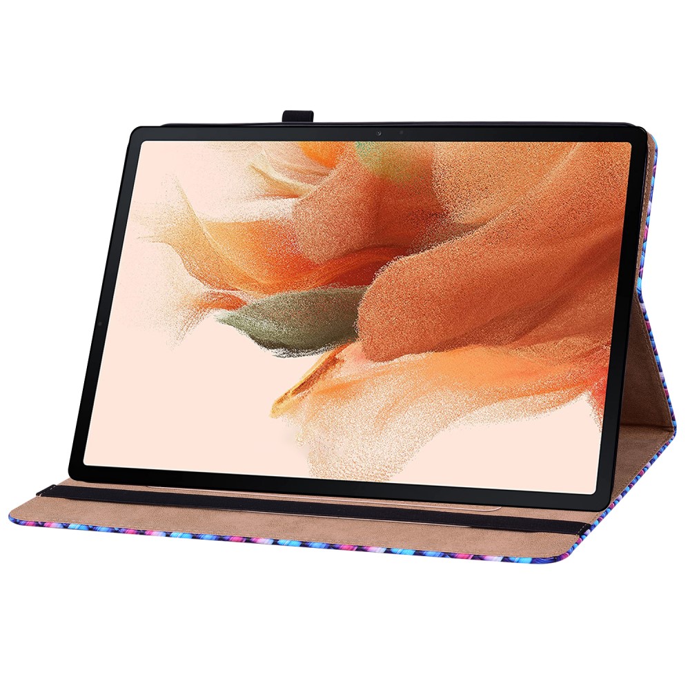  Samsung Galaxy Tab S7 Plus / Tab S8 Plus Fodral Vävd Textur Blå/Rosa