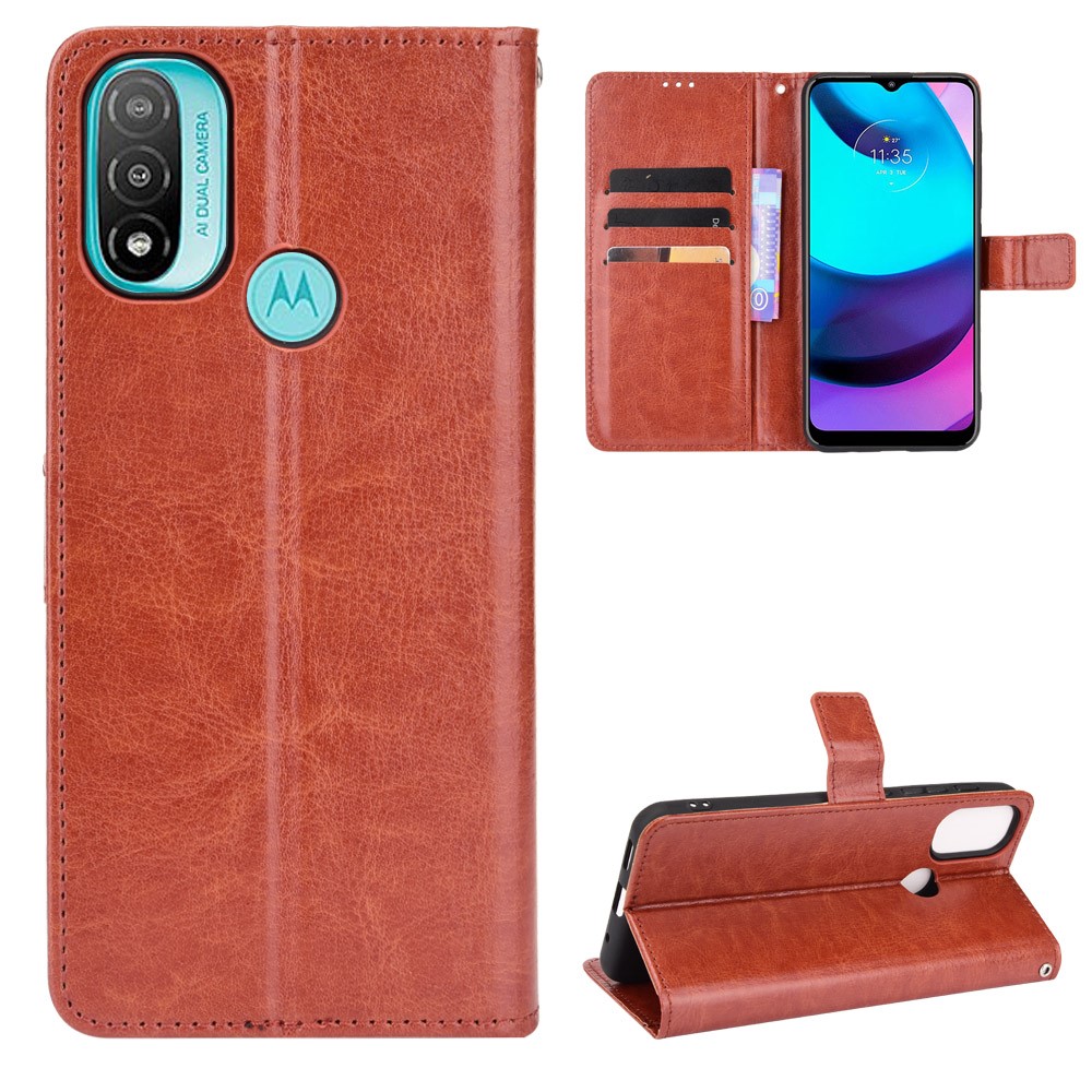  Motorola Moto E20 Fodral Crazy Horse Brun