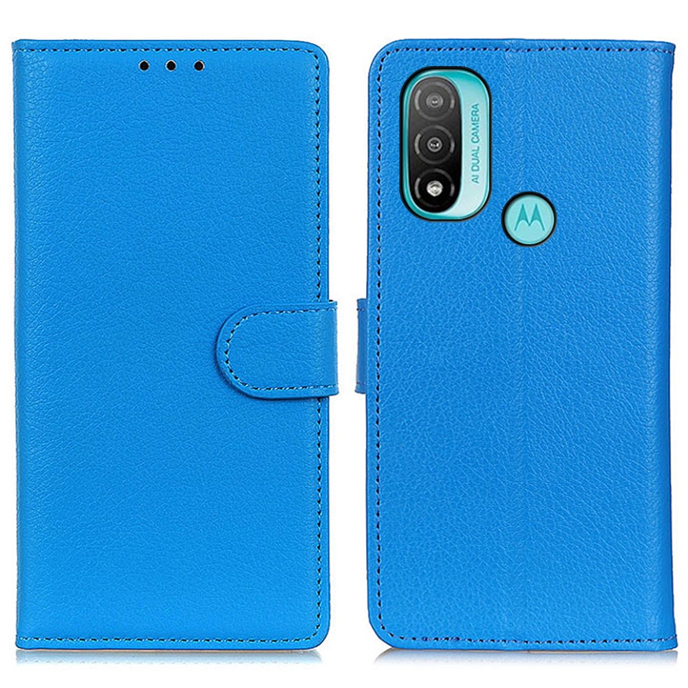  Motorola Moto E20 / E40 Fodral Litchi Textur Blå