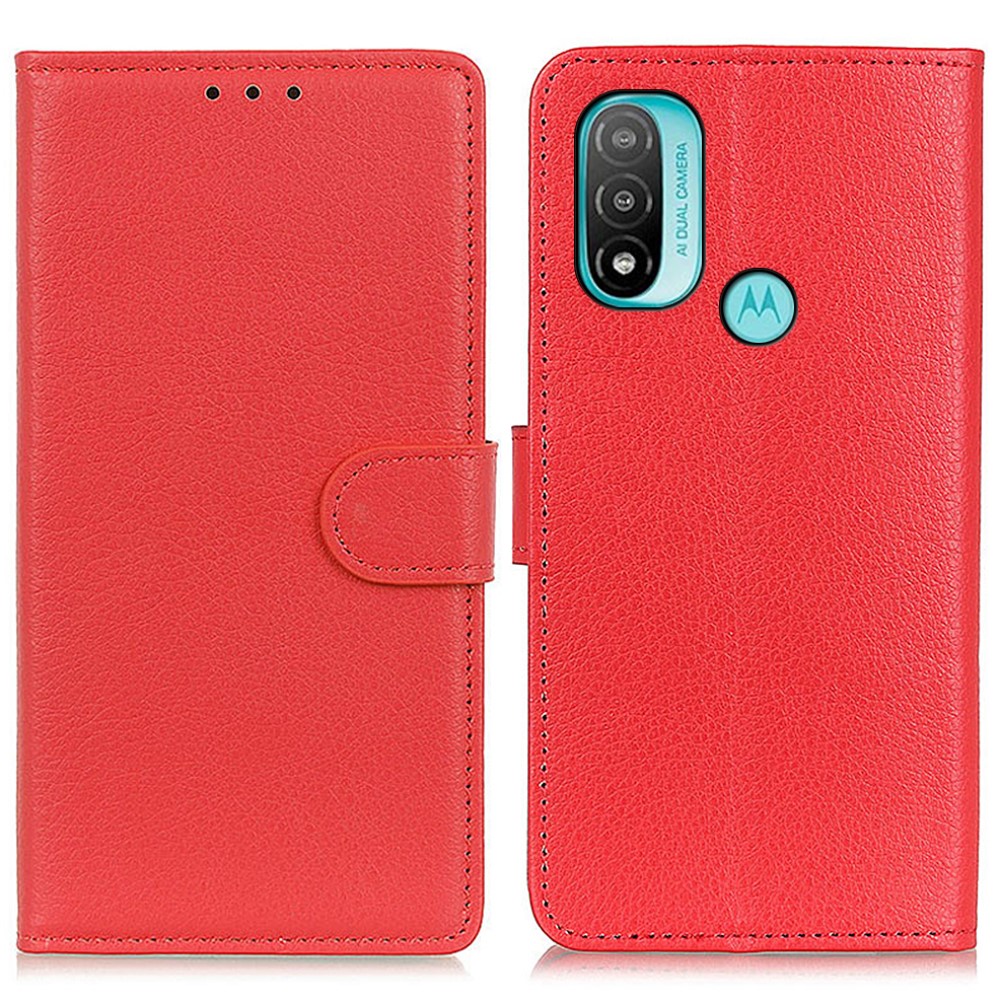  Motorola Moto E20 / E40 Fodral Litchi Textur Röd