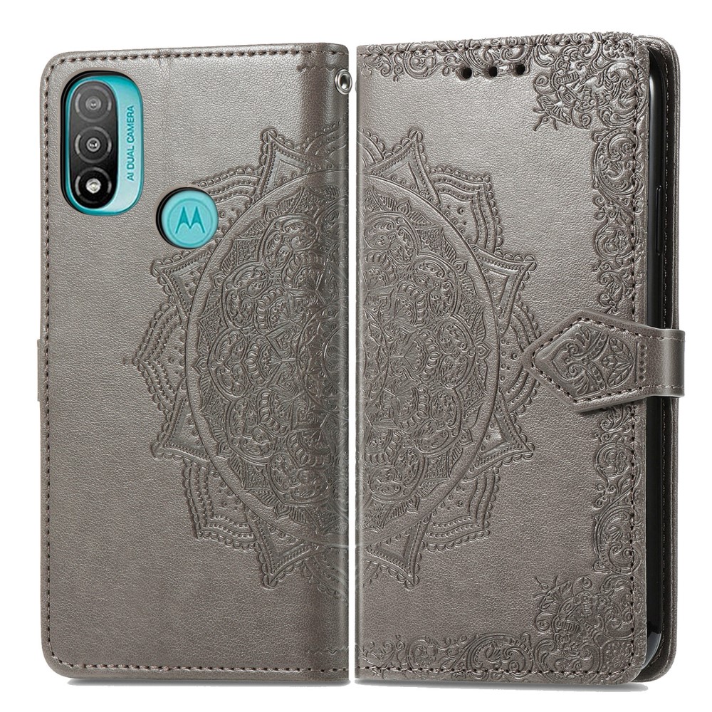 Motorola Moto E20 / E40 Fodral Mandala Läder Grå