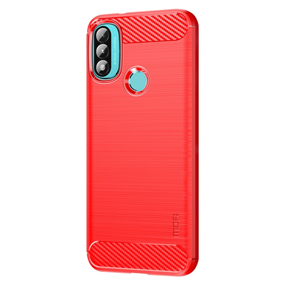 MOFI MOFI Motorola Moto E20 / E40 Skal Borstad Stål Textur Röd