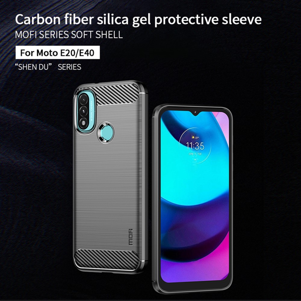 MOFI MOFI Motorola Moto E20 / E40 Skal Borstad Stål Textur Röd