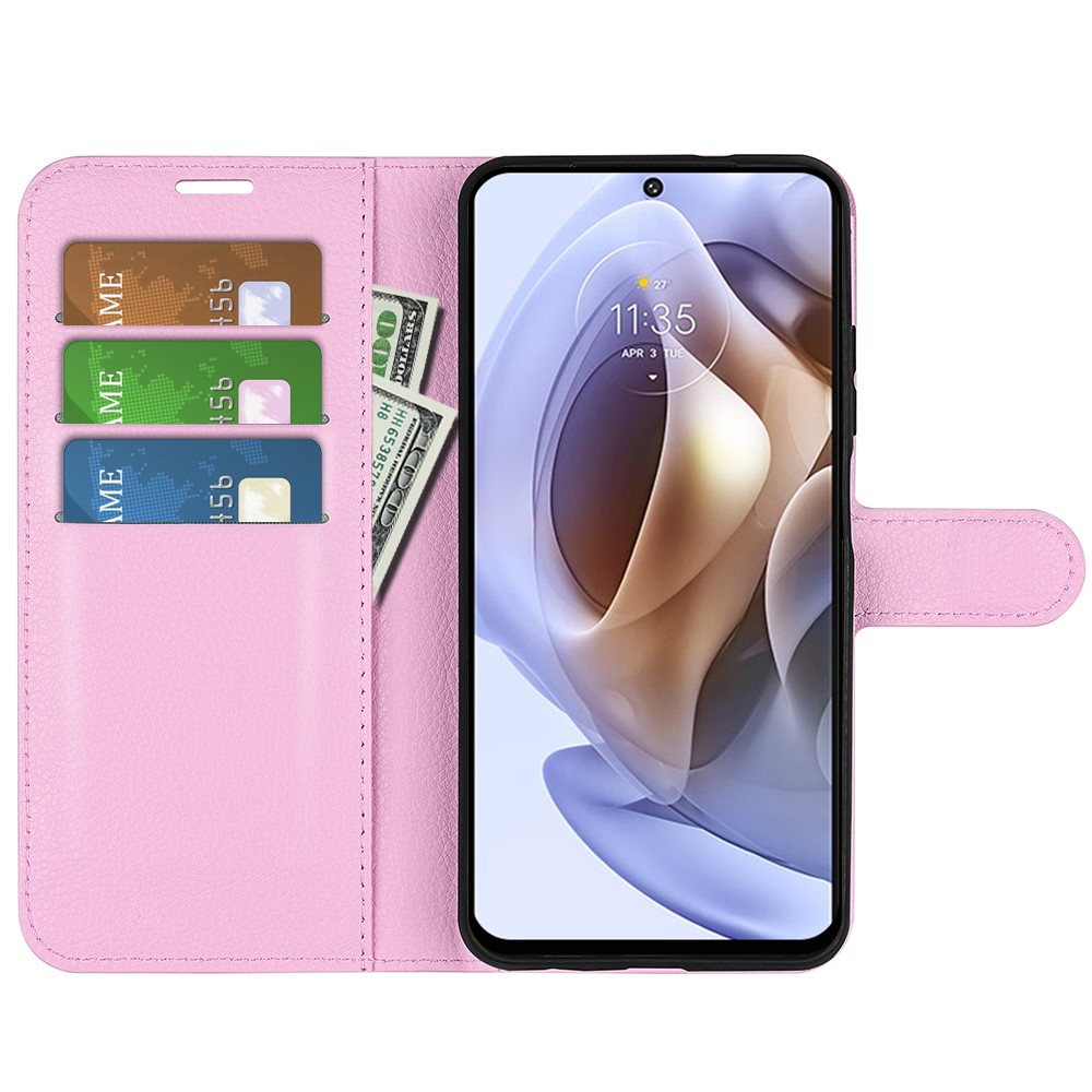  Motorola Moto G31 / G41 Fodral Litchi Textur Ljus Rosa