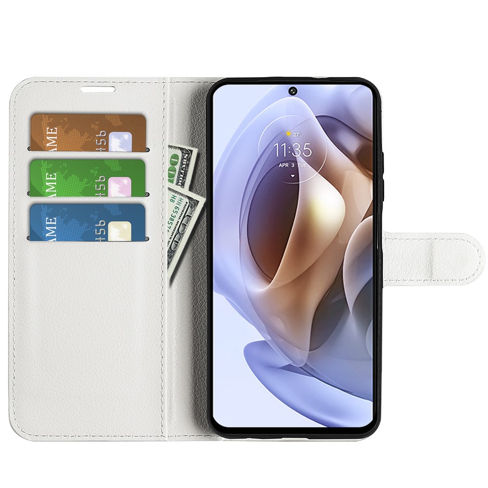  Motorola Moto G31 / G41 Fodral Litchi Textur Vit