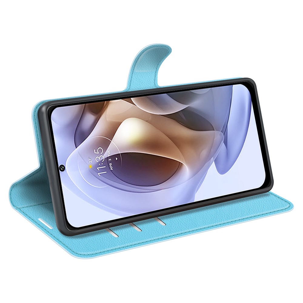  Motorola Moto G31 / G41 Fodral Litchi Textur Ljus Blå