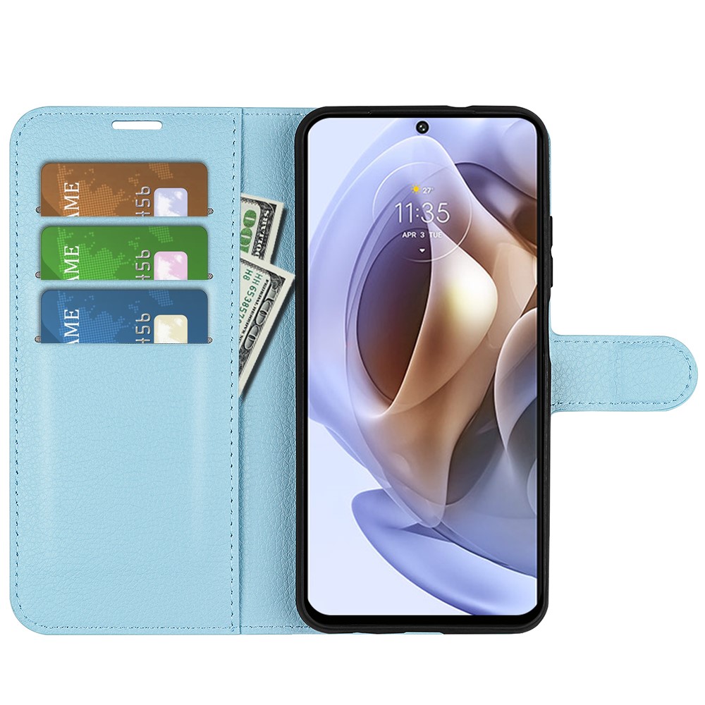  Motorola Moto G31 / G41 Fodral Litchi Textur Ljus Blå